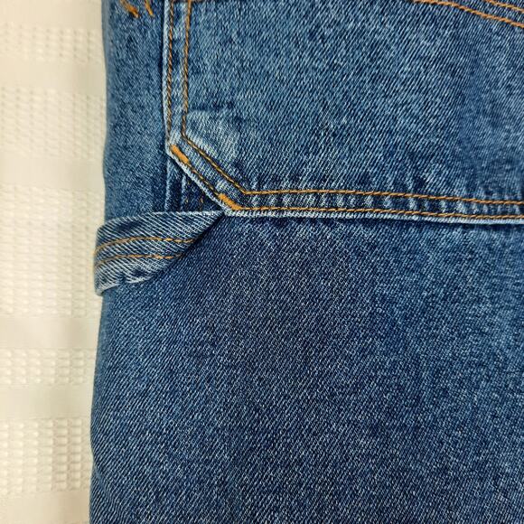 BLUE MOUNTAIN MENS NWT BLUE DENIM UTILITY CARPENTER WORK PANTS 44X30 RELAXED FIT - Picture 4 of 9